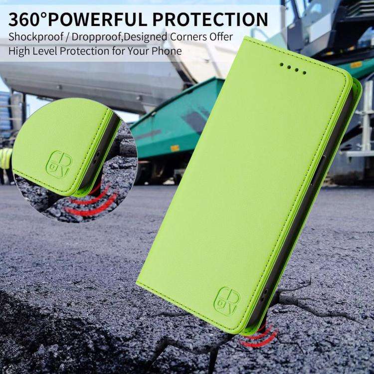 For Oukitel C59 / C59 Pro RC01 Dual-Folded Magnetic Suction RFID Leather Phone Case(Grass Green)