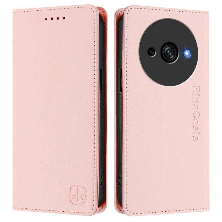 For Oukitel C59 / C59 Pro RC01 Dual-Folded Magnetic Suction RFID Leather Phone Case(Pink)