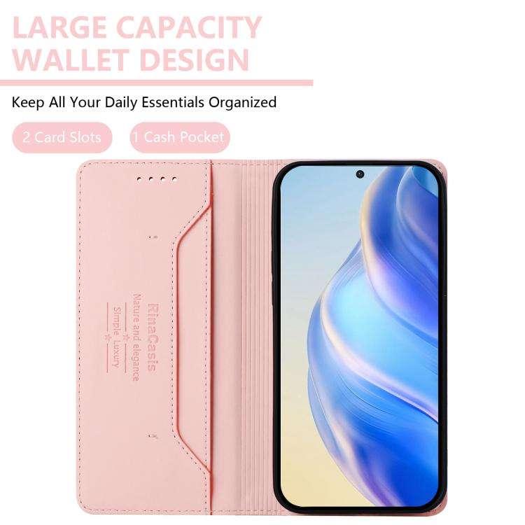 For Oukitel C59 / C59 Pro RC01 Dual-Folded Magnetic Suction RFID Leather Phone Case(Pink)