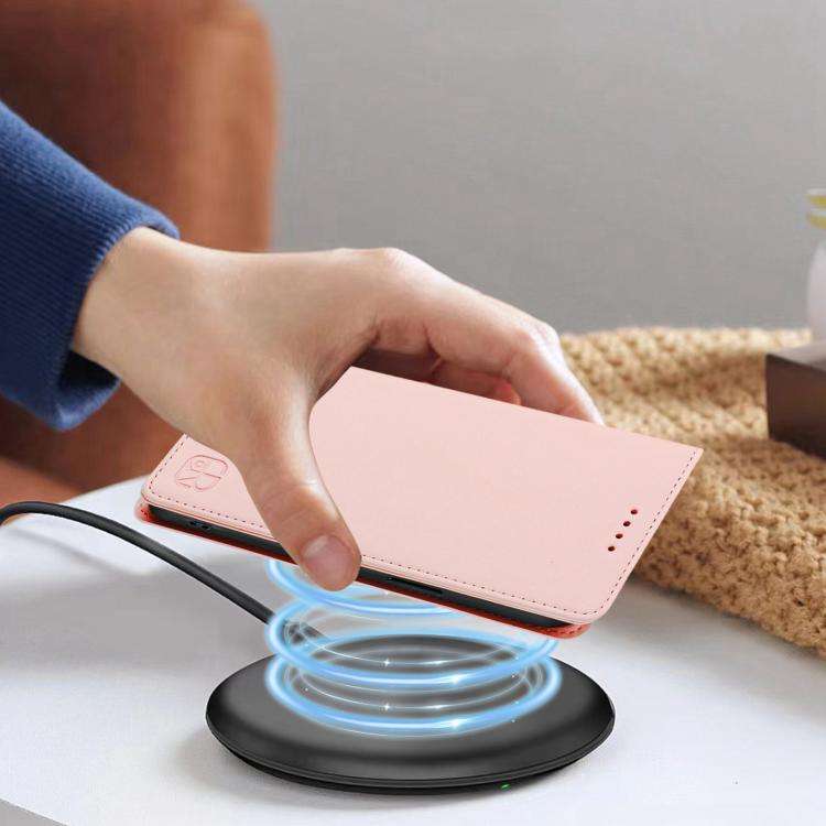 For Oukitel C59 / C59 Pro RC01 Dual-Folded Magnetic Suction RFID Leather Phone Case(Pink)