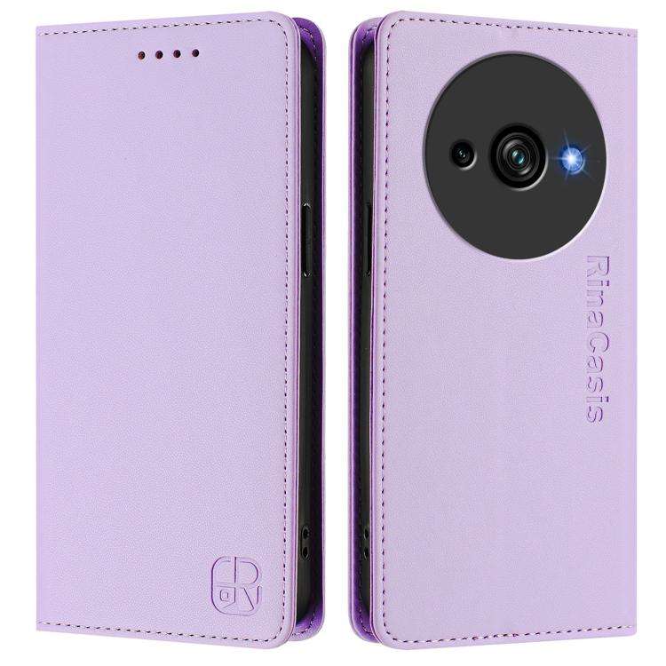 For Oukitel C59 / C59 Pro RC01 Dual-Folded Magnetic Suction RFID Leather Phone Case(Light Purple)