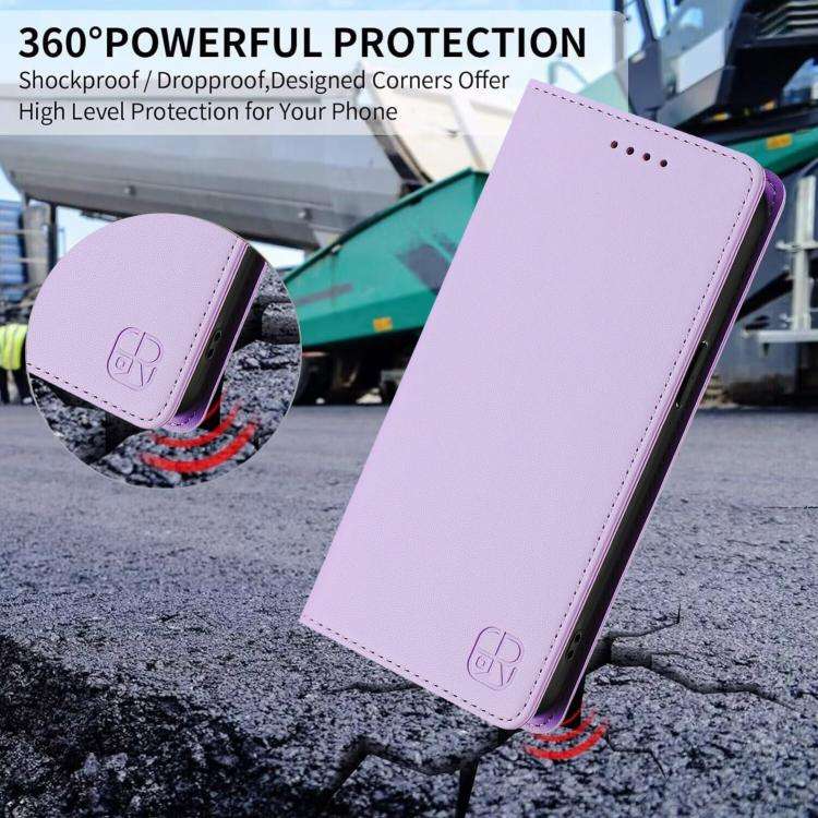 For Oukitel C59 / C59 Pro RC01 Dual-Folded Magnetic Suction RFID Leather Phone Case(Light Purple)