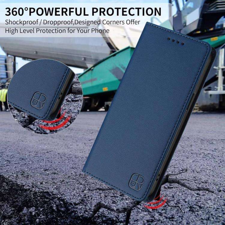 For Oukitel C59 / C59 Pro RC01 Dual-Folded Magnetic Suction RFID Leather Phone Case(Dark Blue)