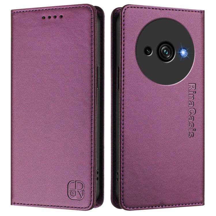 For Oukitel C59 / C59 Pro RC01 Dual-Folded Magnetic Suction RFID Leather Phone Case(Violet)