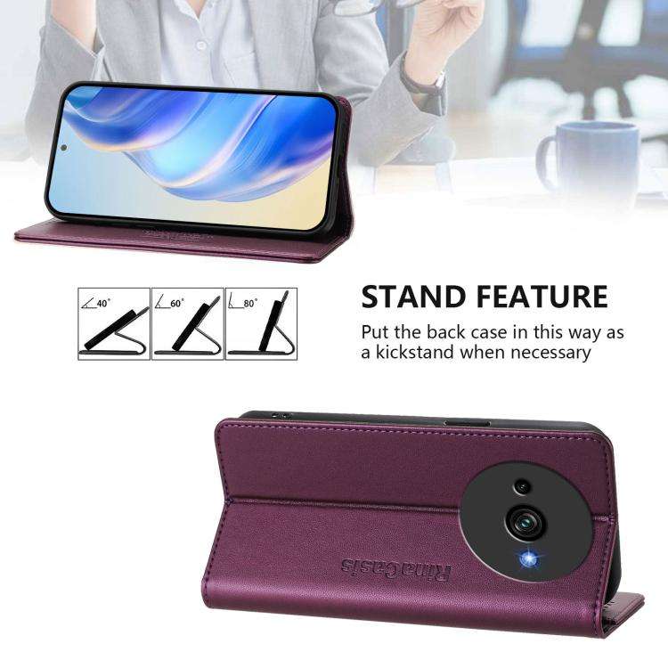 For Oukitel C59 / C59 Pro RC01 Dual-Folded Magnetic Suction RFID Leather Phone Case(Violet)