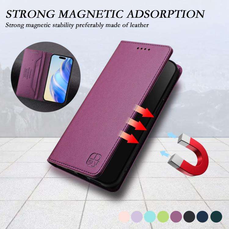 For Oukitel C59 / C59 Pro RC01 Dual-Folded Magnetic Suction RFID Leather Phone Case(Violet)