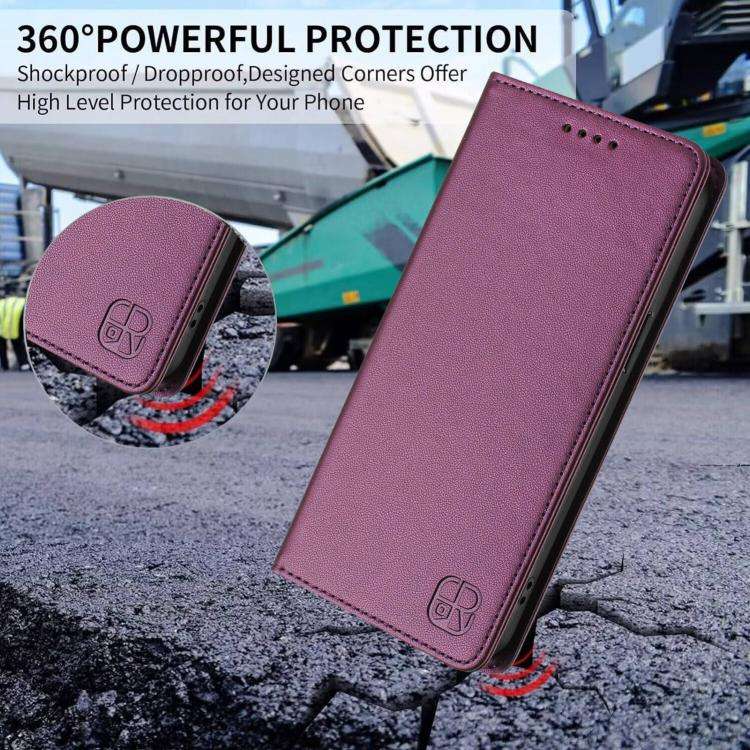 For Oukitel C59 / C59 Pro RC01 Dual-Folded Magnetic Suction RFID Leather Phone Case(Violet)