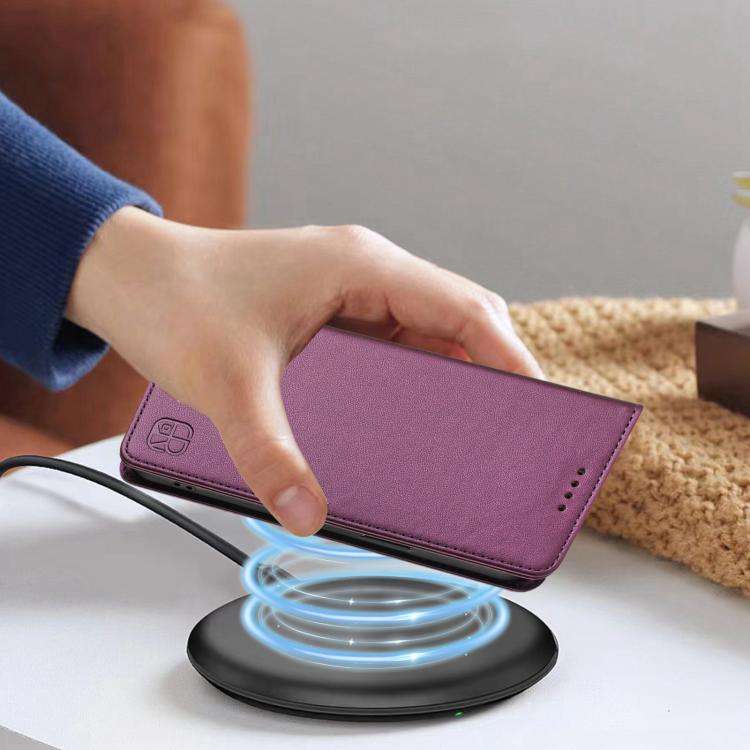 For Oukitel C59 / C59 Pro RC01 Dual-Folded Magnetic Suction RFID Leather Phone Case(Violet)
