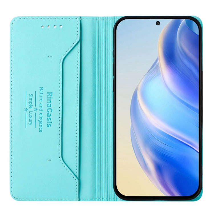 For Blackview A52 / A52 Pro RC01 Dual-Folded Magnetic Suction RFID Leather Phone Case(Mint Green)