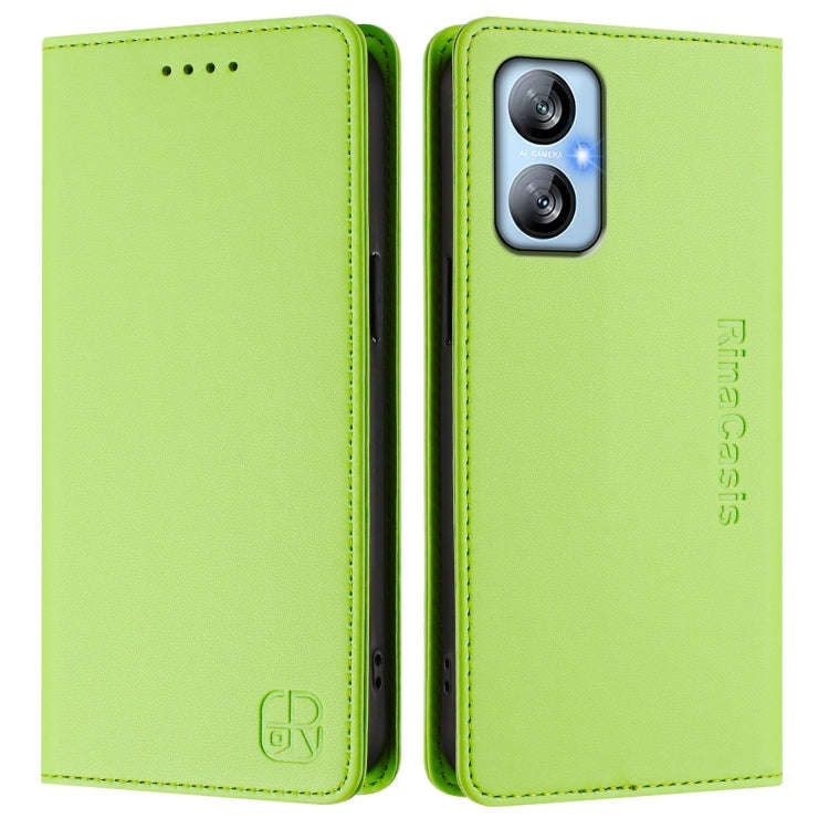 For Blackview A52 / A52 Pro RC01 Dual-Folded Magnetic Suction RFID Leather Phone Case(Grass Green)