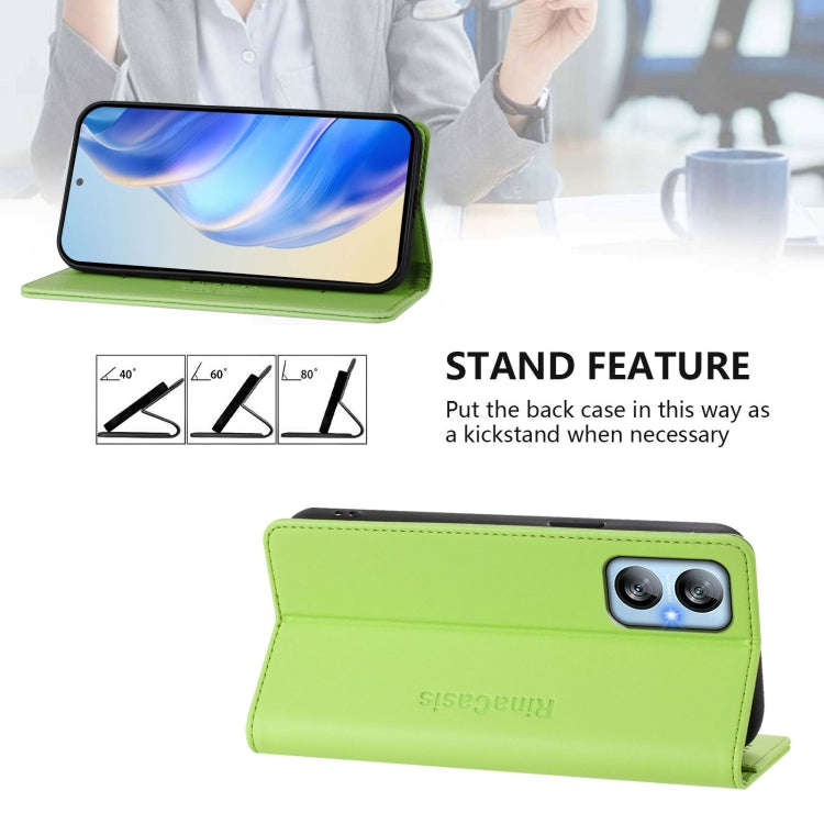 For Blackview A52 / A52 Pro RC01 Dual-Folded Magnetic Suction RFID Leather Phone Case(Grass Green)
