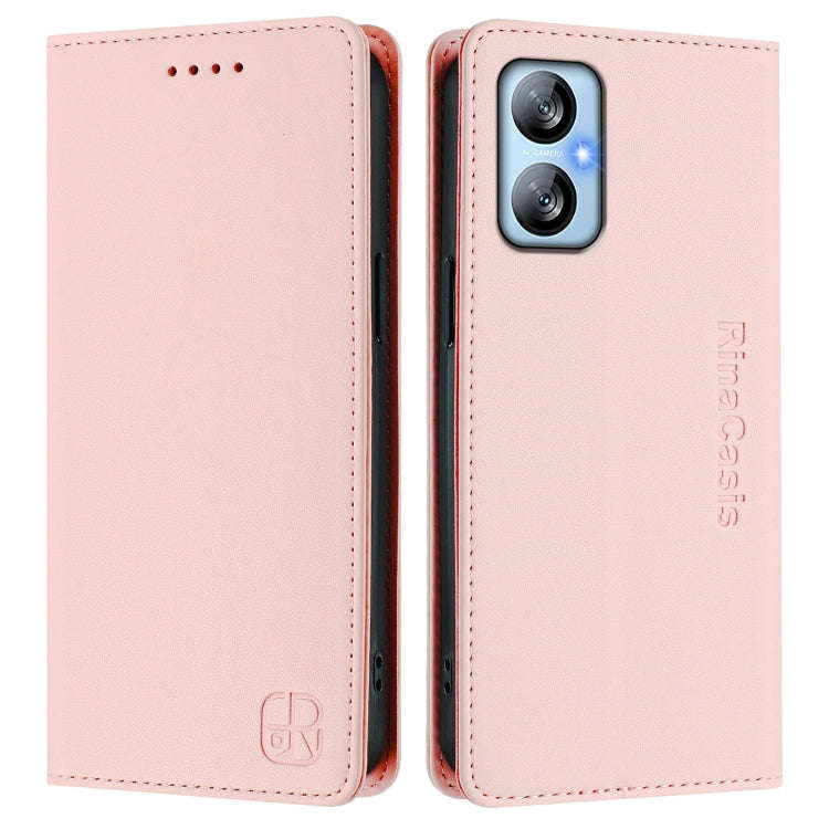 For Blackview A52 / A52 Pro RC01 Dual-Folded Magnetic Suction RFID Leather Phone Case(Pink)