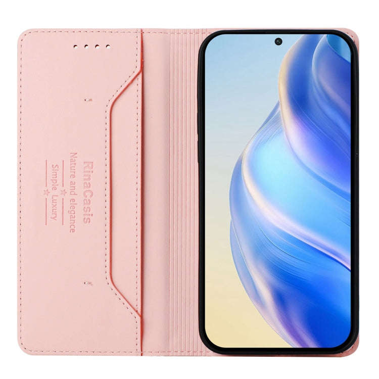 For Blackview A52 / A52 Pro RC01 Dual-Folded Magnetic Suction RFID Leather Phone Case(Pink)