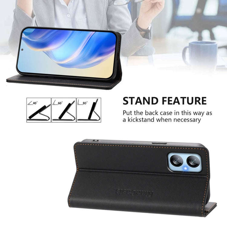 For Blackview A52 / A52 Pro RC01 Dual-Folded Magnetic Suction RFID Leather Phone Case(Black)