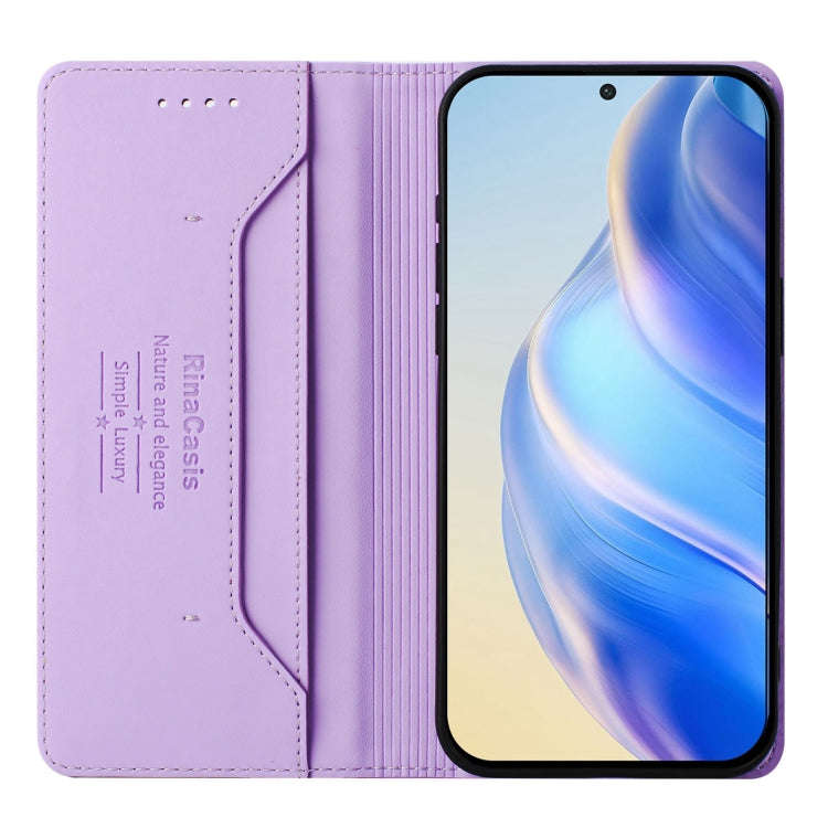 For Blackview A52 / A52 Pro RC01 Dual-Folded Magnetic Suction RFID Leather Phone Case(Light Purple)