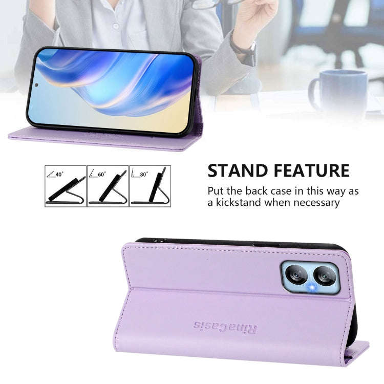 For Blackview A52 / A52 Pro RC01 Dual-Folded Magnetic Suction RFID Leather Phone Case(Light Purple)