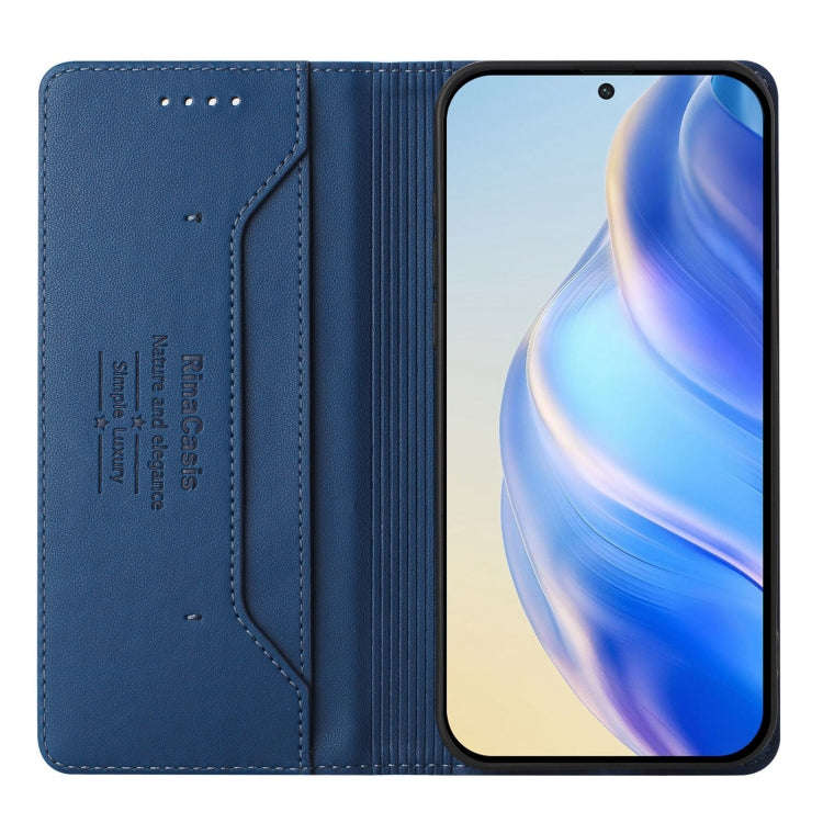 For Blackview A52 / A52 Pro RC01 Dual-Folded Magnetic Suction RFID Leather Phone Case(Dark Blue)