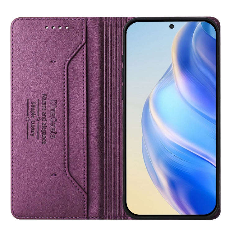 For Blackview A52 / A52 Pro RC01 Dual-Folded Magnetic Suction RFID Leather Phone Case(Violet)