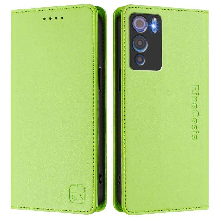 For Doogee N60 Pro RC01 Dual-Folded Magnetic Suction RFID Leather Phone Case(Grass Green)