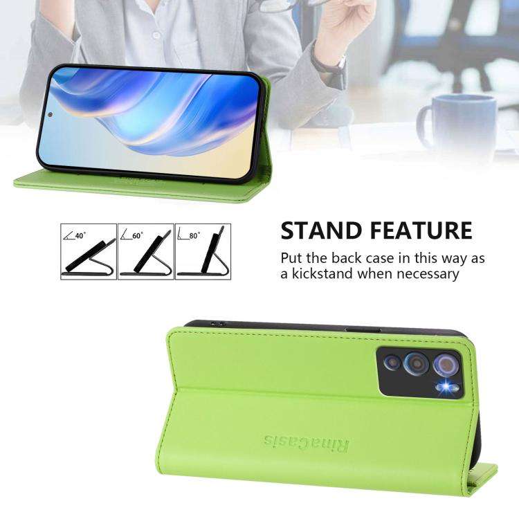 For Doogee N60 Pro RC01 Dual-Folded Magnetic Suction RFID Leather Phone Case(Grass Green)