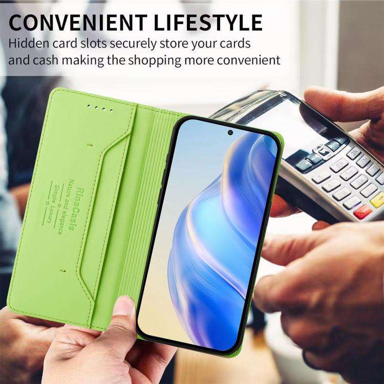 For Doogee N60 Pro RC01 Dual-Folded Magnetic Suction RFID Leather Phone Case(Grass Green)