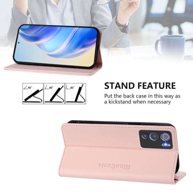 For Doogee N60 Pro RC01 Dual-Folded Magnetic Suction RFID Leather Phone Case(Pink)