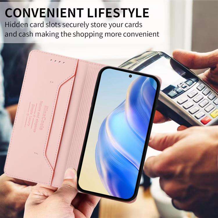 For Doogee N60 Pro RC01 Dual-Folded Magnetic Suction RFID Leather Phone Case(Pink)