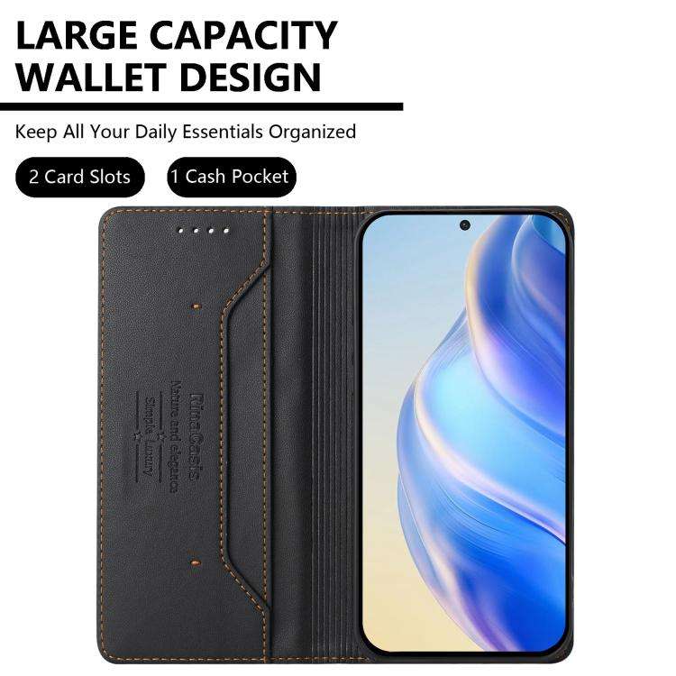 For Doogee N60 Pro RC01 Dual-Folded Magnetic Suction RFID Leather Phone Case(Black)