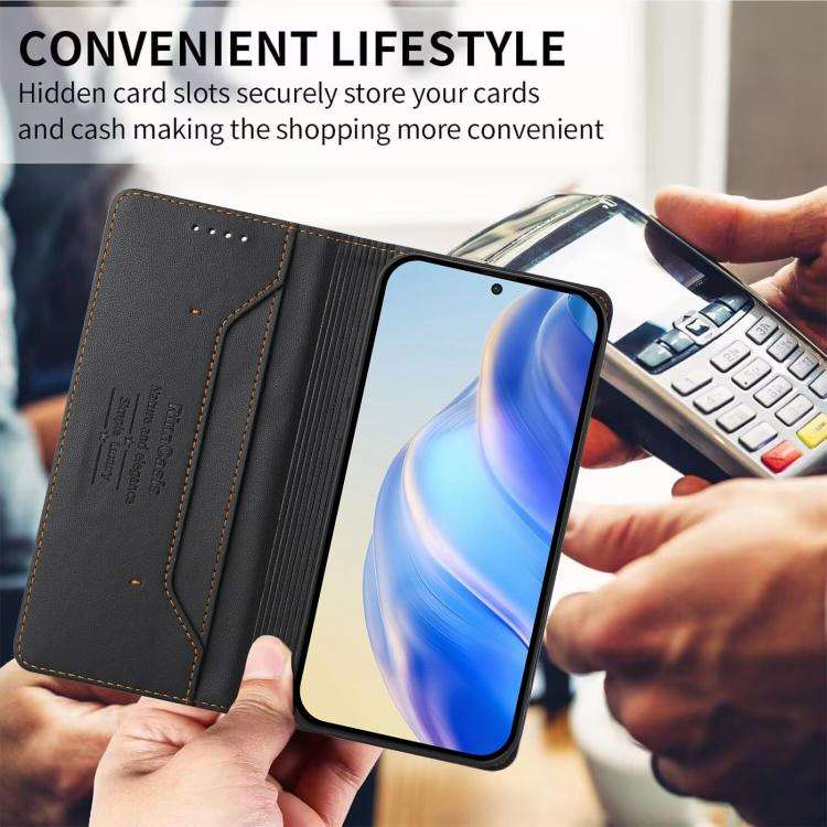 For Doogee N60 Pro RC01 Dual-Folded Magnetic Suction RFID Leather Phone Case(Black)