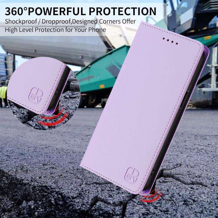 For Doogee N60 Pro RC01 Dual-Folded Magnetic Suction RFID Leather Phone Case(Light Purple)