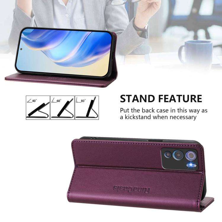 For Doogee N60 Pro RC01 Dual-Folded Magnetic Suction RFID Leather Phone Case(Violet)