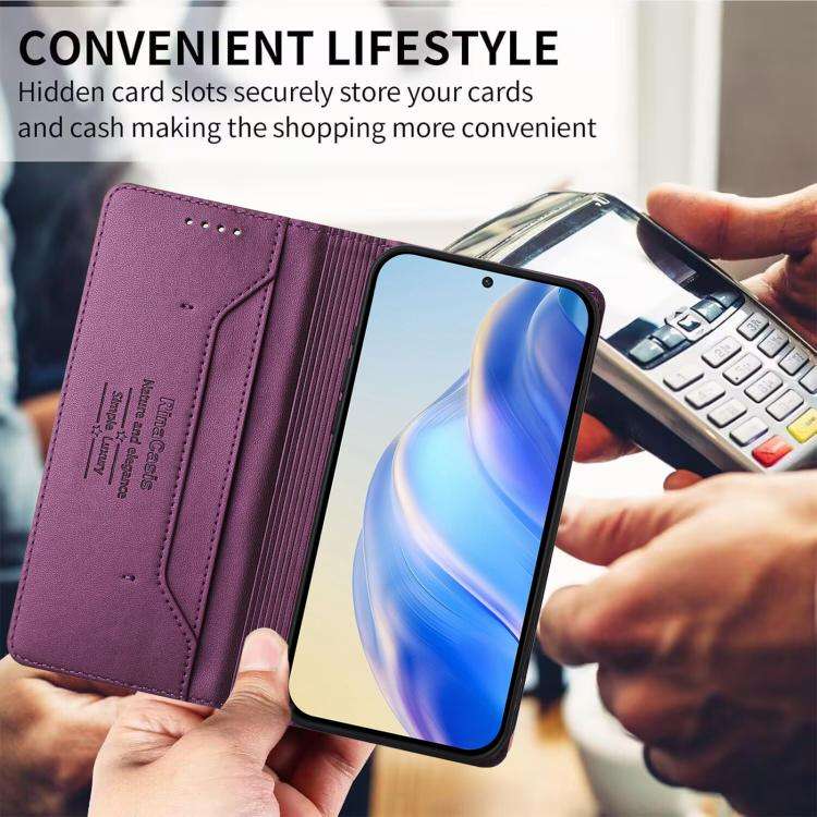 For Doogee N60 Pro RC01 Dual-Folded Magnetic Suction RFID Leather Phone Case(Violet)