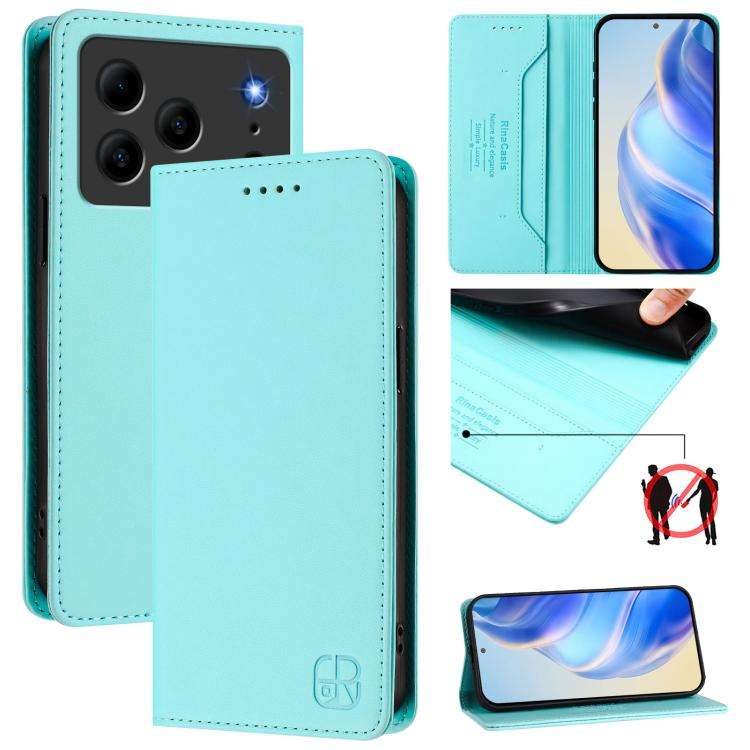 For Doogee Note 56 / Note 56 Pro RC01 Dual-Folded Magnetic Suction RFID Leather Phone Case(Mint G...