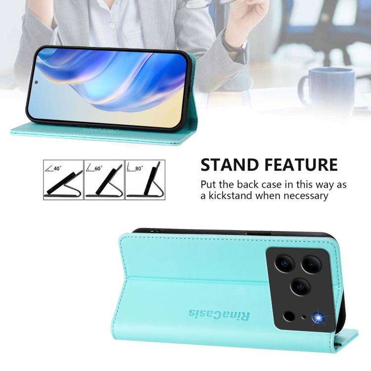 For Doogee Note 56 / Note 56 Pro RC01 Dual-Folded Magnetic Suction RFID Leather Phone Case(Mint G...