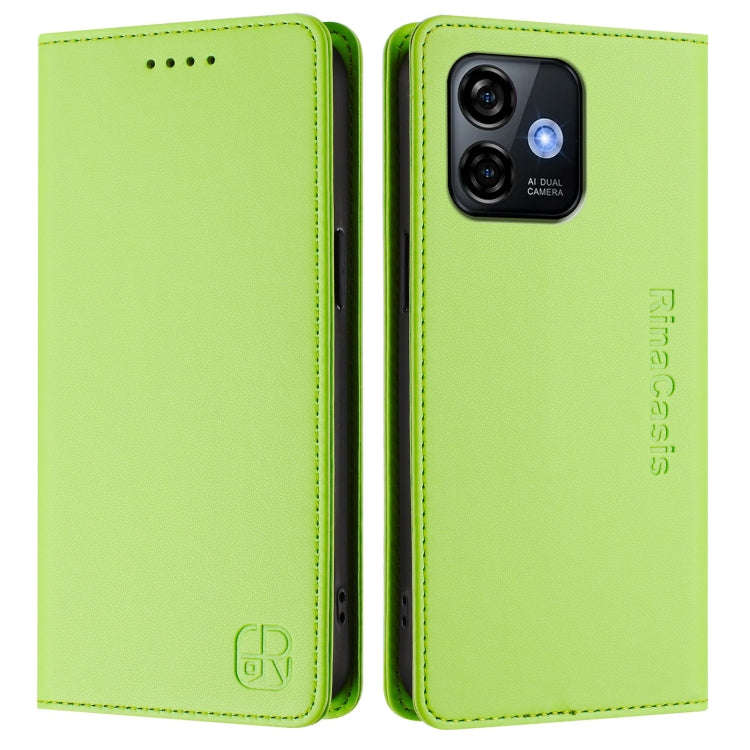 For Ulefone Note 16 Pro RC01 Dual-Folded Magnetic Suction RFID Leather Phone Case(Grass Green)