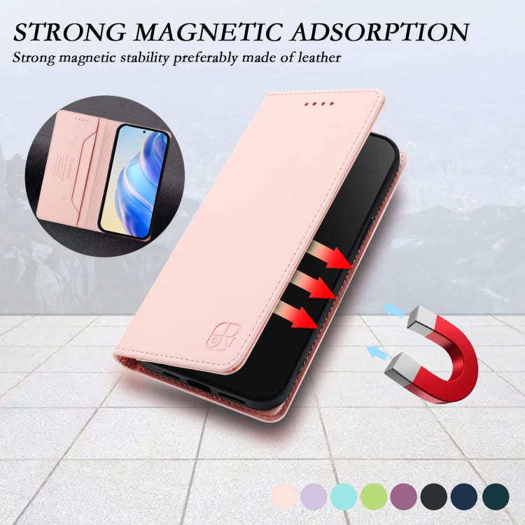 For Ulefone Note 16 Pro RC01 Dual-Folded Magnetic Suction RFID Leather Phone Case(Pink)