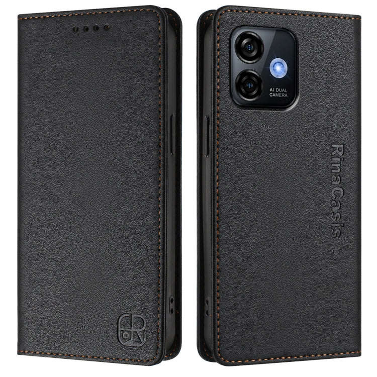 For Ulefone Note 16 Pro RC01 Dual-Folded Magnetic Suction RFID Leather Phone Case(Black)