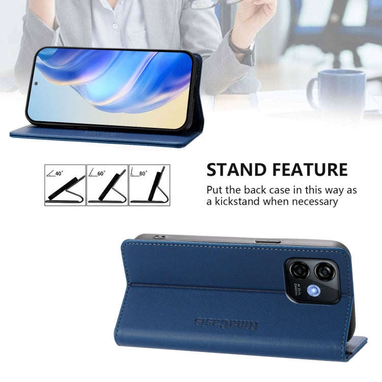 For Ulefone Note 16 Pro RC01 Dual-Folded Magnetic Suction RFID Leather Phone Case(Dark Blue)