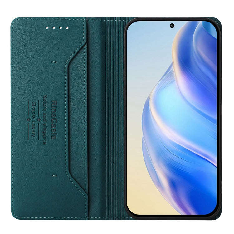 For Ulefone Note 16 Pro RC01 Dual-Folded Magnetic Suction RFID Leather Phone Case(Dark Green)