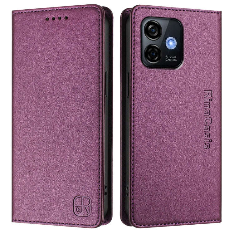 For Ulefone Note 16 Pro RC01 Dual-Folded Magnetic Suction RFID Leather Phone Case(Violet)