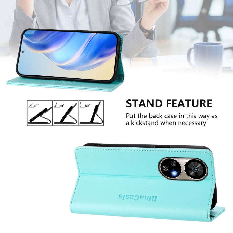 For Ulefone Note 17 Pro RC01 Dual-Folded Magnetic Suction RFID Leather Phone Case(Mint Green)
