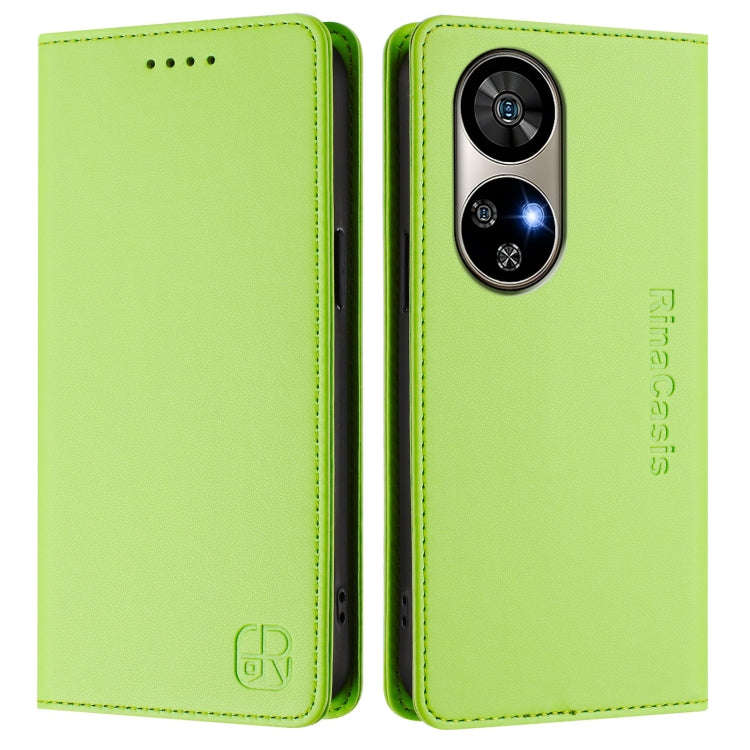 For Ulefone Note 17 Pro RC01 Dual-Folded Magnetic Suction RFID Leather Phone Case(Grass Green)