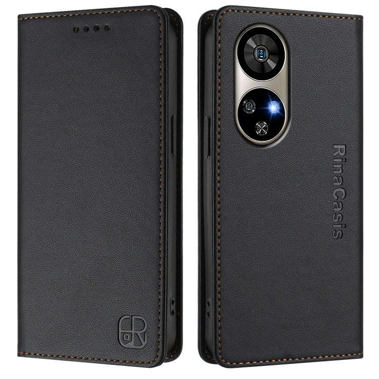 For Ulefone Note 17 Pro RC01 Dual-Folded Magnetic Suction RFID Leather Phone Case(Black)