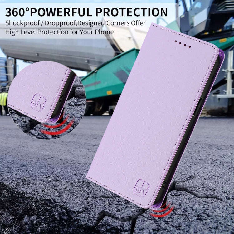 For Ulefone Note 17 Pro RC01 Dual-Folded Magnetic Suction RFID Leather Phone Case(Light Purple)