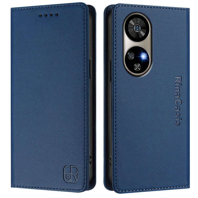 For Ulefone Note 17 Pro RC01 Dual-Folded Magnetic Suction RFID Leather Phone Case(Dark Blue)