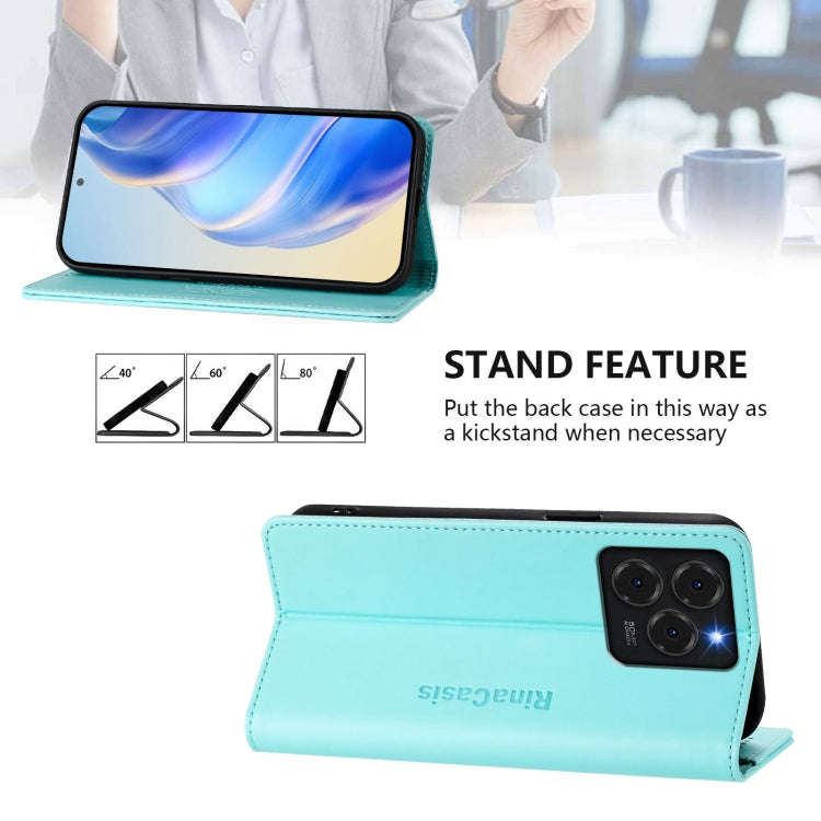 For Ulefone Note 20 Pro RC01 Dual-Folded Magnetic Suction RFID Leather Phone Case(Mint Green)