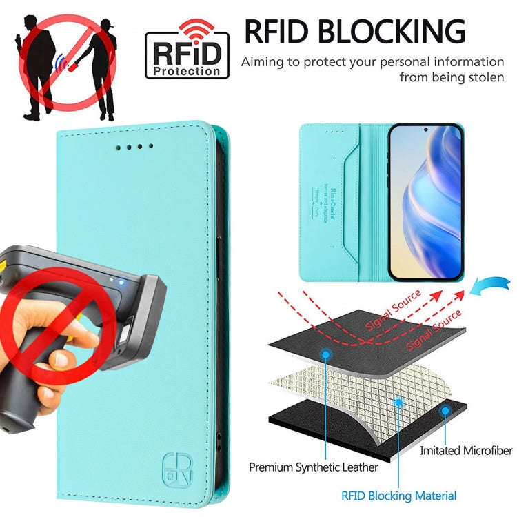 For Ulefone Note 20 Pro RC01 Dual-Folded Magnetic Suction RFID Leather Phone Case(Mint Green)