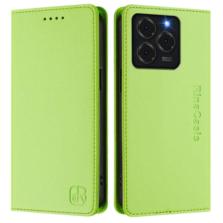 For Ulefone Note 20 Pro RC01 Dual-Folded Magnetic Suction RFID Leather Phone Case(Grass Green)