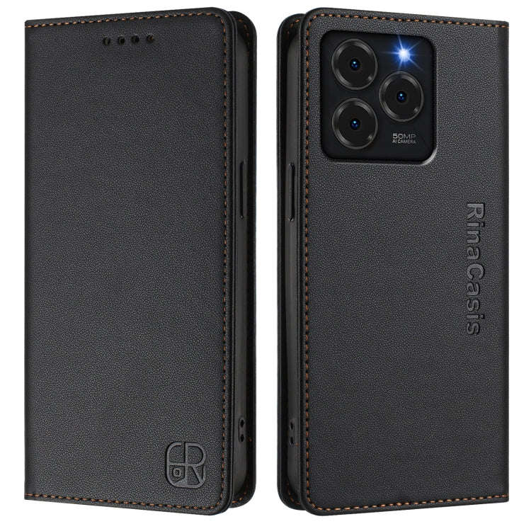For Ulefone Note 20 Pro RC01 Dual-Folded Magnetic Suction RFID Leather Phone Case(Black)