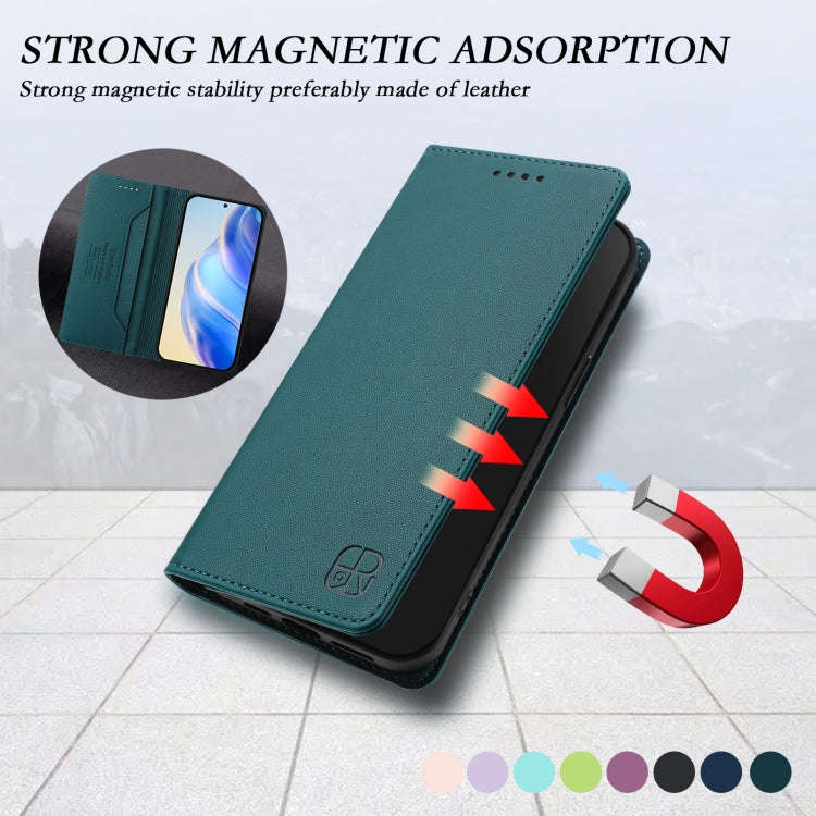 For Ulefone Note 20 Pro RC01 Dual-Folded Magnetic Suction RFID Leather Phone Case(Dark Green)